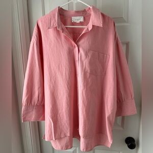 POMANDER PLACE Pink Adair Boyfriend Shirt Oversized Women’s Size XL